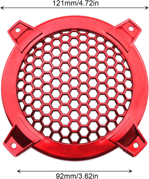 4Inch Grill Cover DGZZI 2PCS 4inch Red Round ABS Plastic Mesh Grilles Car Audio Speaker Covers Woofer Subwoofer Grill...